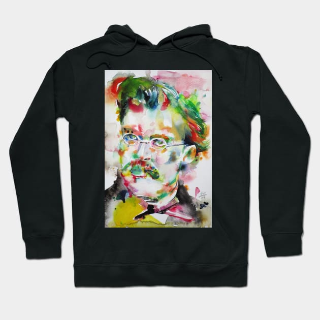 FRIEDRICH NIETZSCHE watercolor portrait .9 Hoodie by lautir